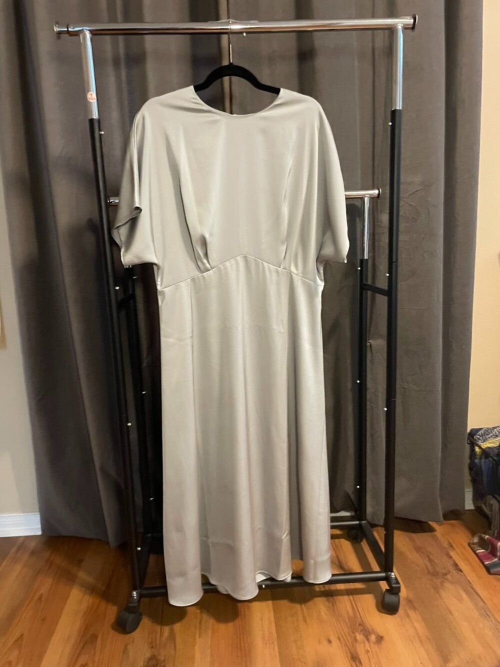 Cap-Sleeve, Empire Waist Dress, Silver, US L